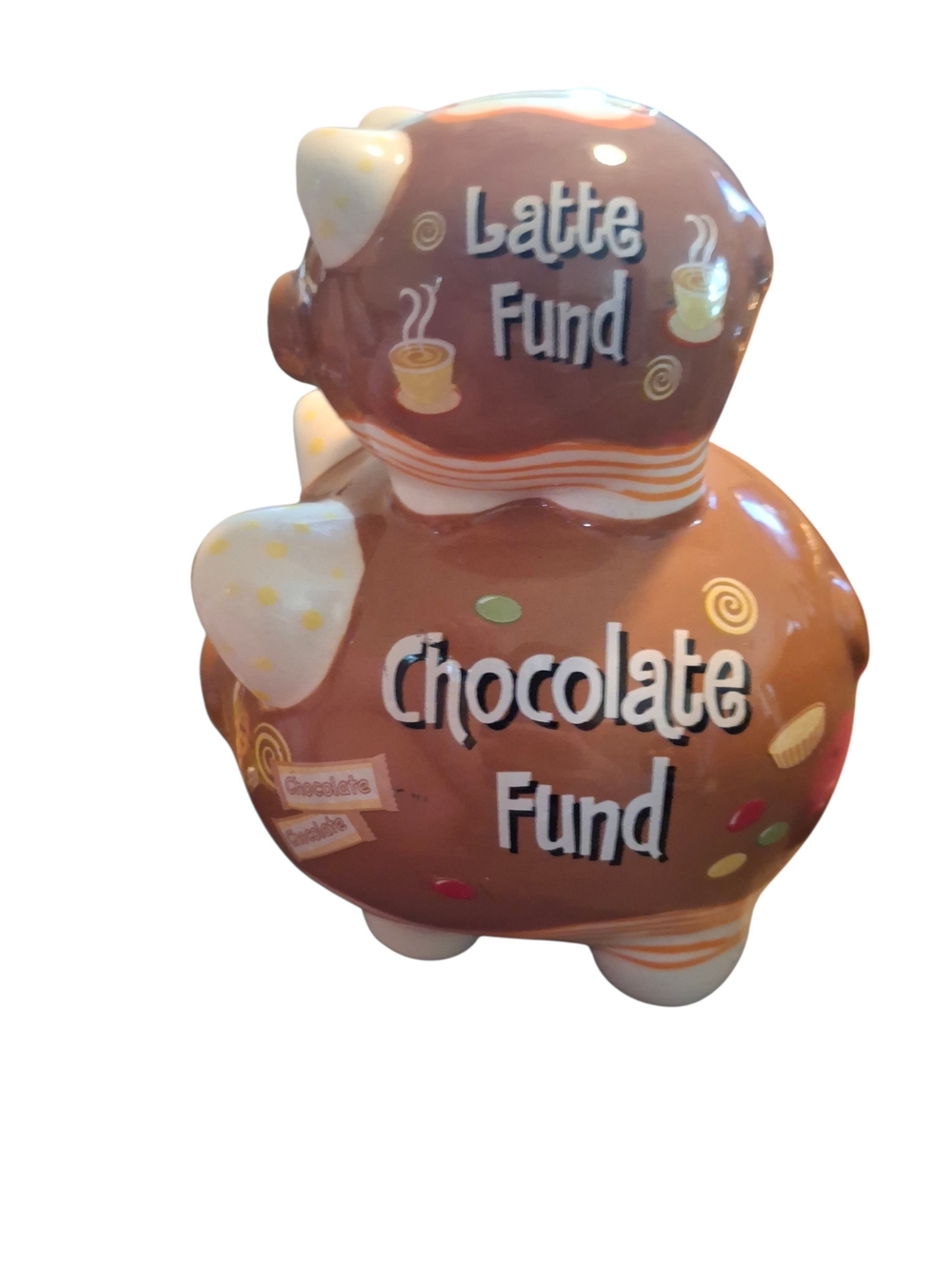 Chocolate & Latte Fund Piggy Bank - Brown Ceramic